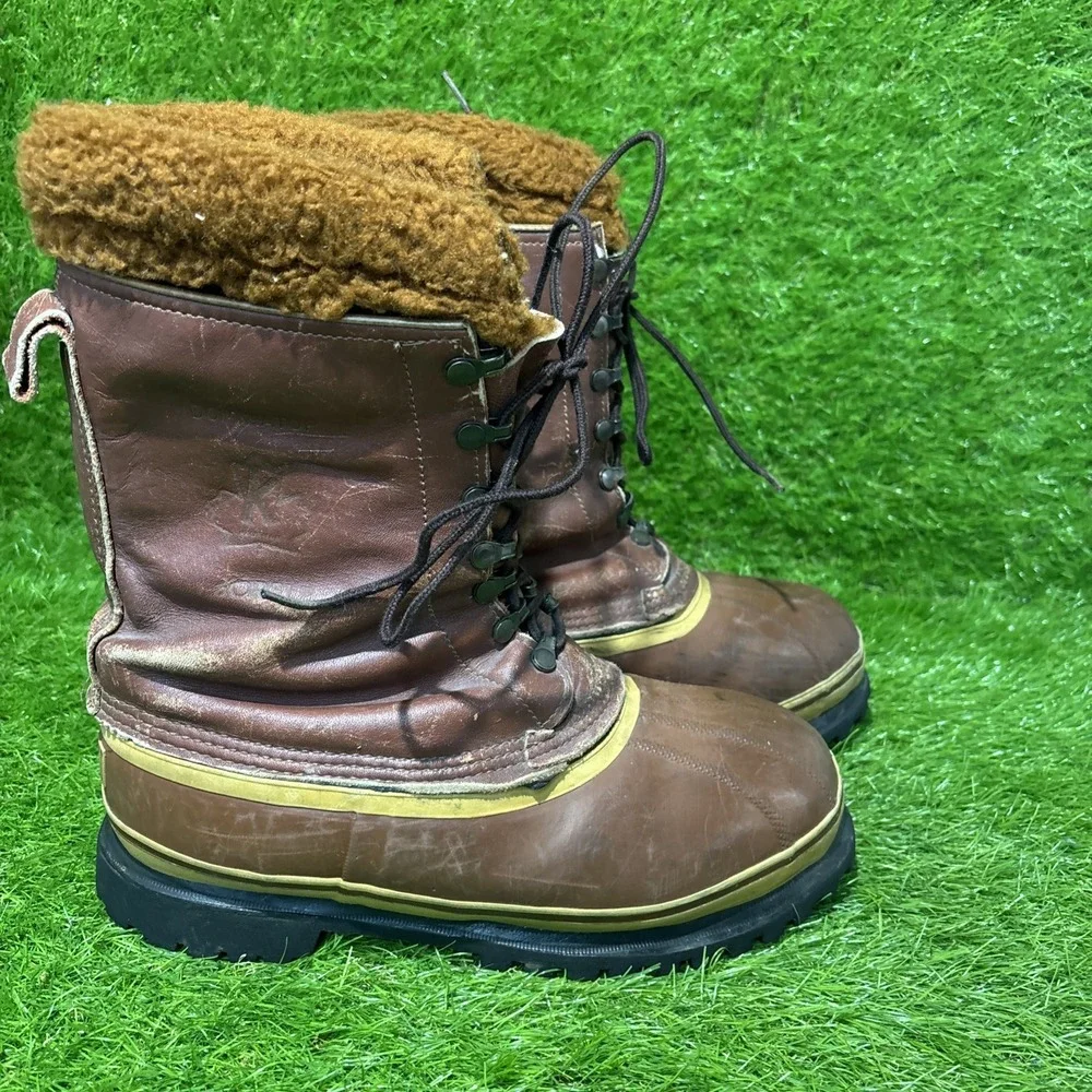Vintage Sorel Dominator Winter Boots Men's 9 Brown Leather Made in Canada Size 9